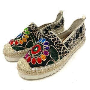 Patrizia By Spring Step Maylis Slip On Embellished Espadrille Black Size 37